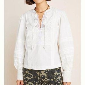 NWT Anthropologie Delilah Pleated Lace Peasant Blouse